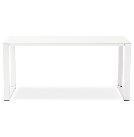 Klein recht designbureau 'XLINE' uit wit glas - 140x70 cm