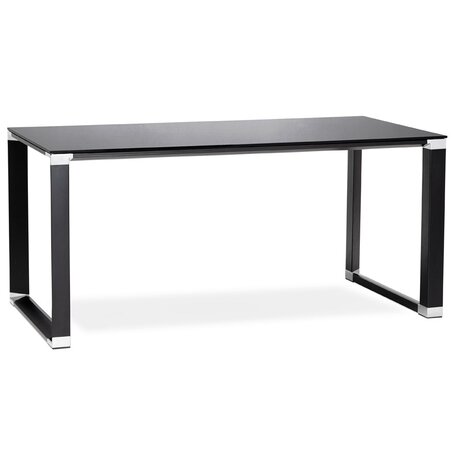 Klein recht designbureau 'XLINE' uit zwart glas - 140x70 cm