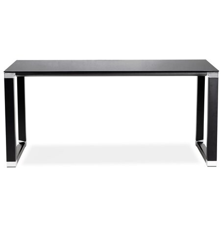 Klein recht designbureau 'XLINE' uit zwart glas - 140x70 cm