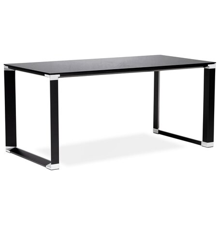 Klein recht designbureau 'XLINE' uit zwart glas - 140x70 cm