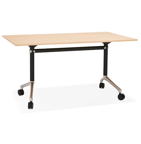 Plooibaar bureau 'FLEXO' op wieltjes in natuurlijke houtafwerking - 140 x 70 cm