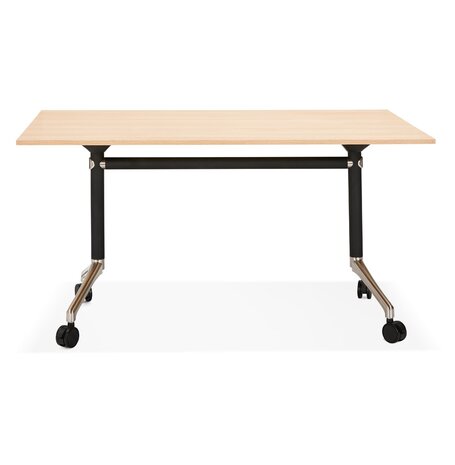 Plooibaar bureau 'FLEXO' op wieltjes in natuurlijke houtafwerking - 140 x 70 cm
