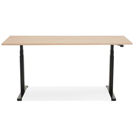 Zwarte elektrische zit/sta-bureau 'TRONIK' met blad in natuurlijke houtafwerking - 140x70 cm