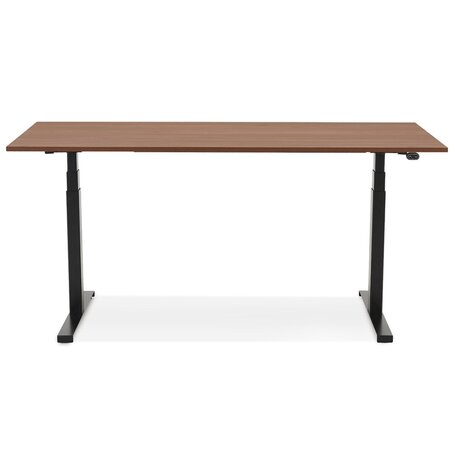 Zwarte elektrische zit/sta-bureau 'TRONIK' met blad in notenhouten afwerking - 140x70 cm