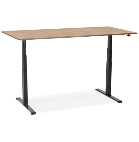 Zwarte ergonomische elektrische bureau 'TRONIK' met blad in notenhouten afwerking - 160x80 cm