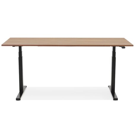 Zwarte ergonomische elektrische bureau 'TRONIK' met blad in notenhouten afwerking - 160x80 cm