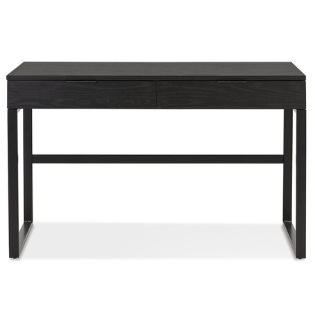 Rechte design bureau 'DOMINIK' van hout en zwart metaal - 120x60 cm