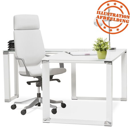 Groot hoekbureau van wit glas 'XLINE' (hoek naar keuze) - 200 cm