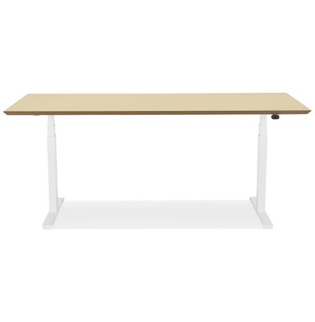 Witte elektrische zit/sta-bureau 'BIONIK' met blad in natuurlijke houtafwerking - 180x90 cm