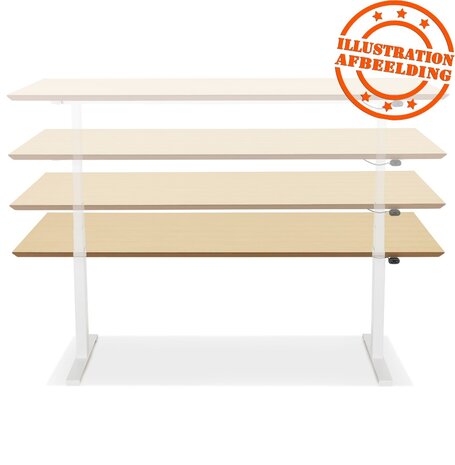 Witte elektrische zit/sta-bureau 'BIONIK' met blad in notenhouten afwerking - 180x90 cm