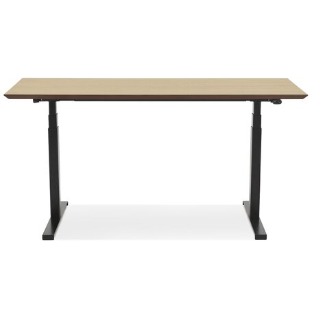 Zwarte elektrische zit/sta-bureau 'BIONIK' met blad in natuurlijke houtafwerking - 150x70 cm