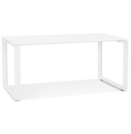 Rechte design bureau 'BAKUS' van wit glas en metaal - 160x80 cm