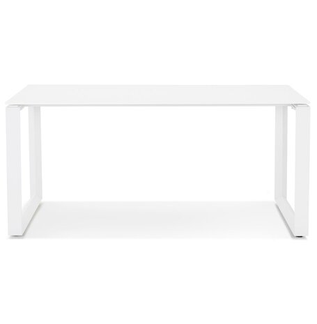 Rechte design bureau 'BAKUS' van wit glas en metaal - 160x80 cm