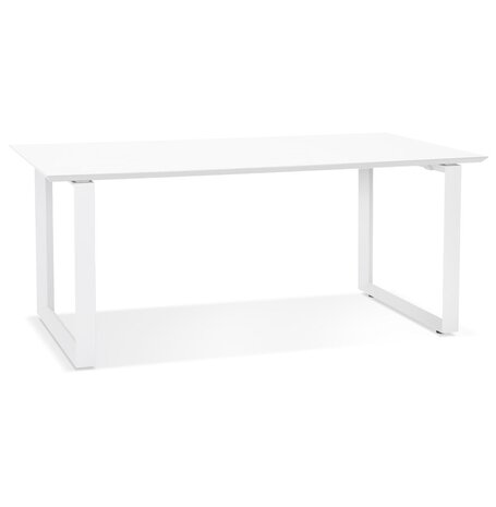 Grote rechte directiebureau 'GIMINI' van hout en wit metaal - 180x90 cm