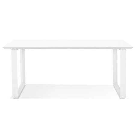 Grote rechte directiebureau 'GIMINI' van hout en wit metaal - 180x90 cm