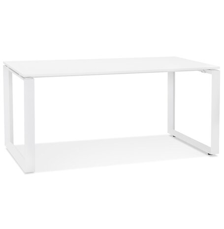 Rechte design bureau 'BAKUS' van wit hout en metaal - 160x80 cm