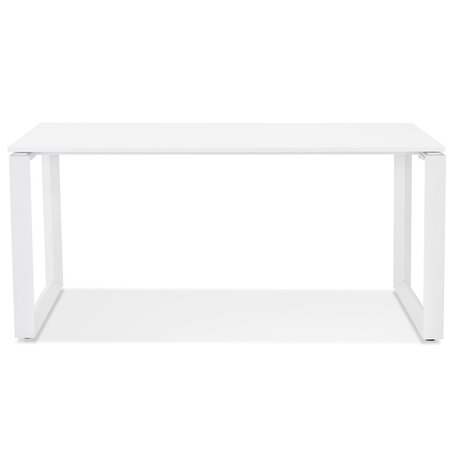Rechte design bureau 'BAKUS' van wit hout en metaal - 160x80 cm