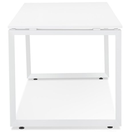 Rechte design bureau 'BAKUS' van wit hout en metaal - 160x80 cm