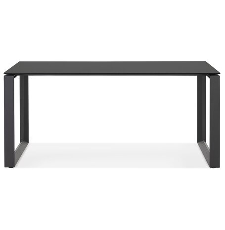 Rechte design bureau 'BAKUS' van zwart glas en metaal - 160x80 cm