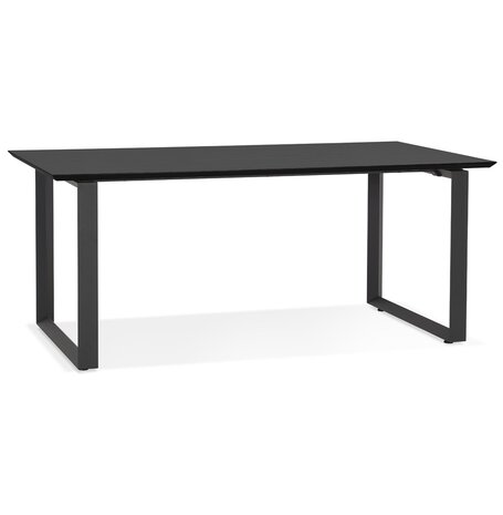 Grote rechte directiebureau 'GIMINI' van hout en zwart metaal - 180x90 cm