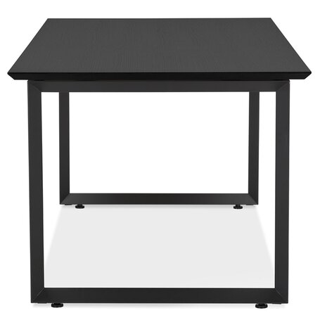 Grote rechte directiebureau 'GIMINI' van hout en zwart metaal - 180x90 cm