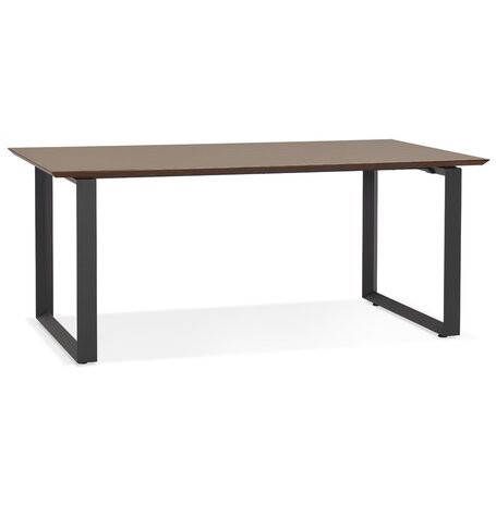 Grote rechte directiebureau 'GIMINI' met notenhouten afwerking en zwart metaal - 180x90 cm