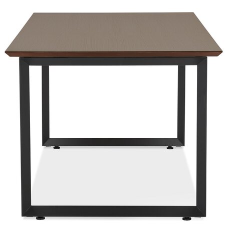 Grote rechte directiebureau 'GIMINI' met notenhouten afwerking en zwart metaal - 180x90 cm