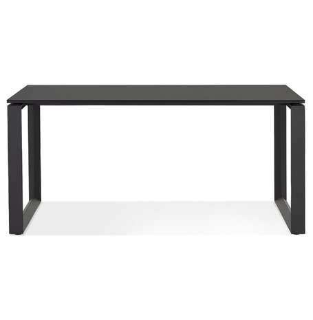 Rechte design bureau 'BAKUS' van zwart hout en metaal - 160x80 cm