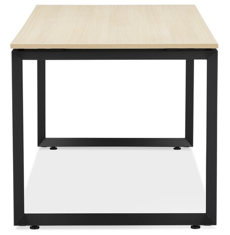 Rechte design bureau 'BAKUS' van natuurkleurig afgewerkte hout en zwart metaal - 160x80 cm