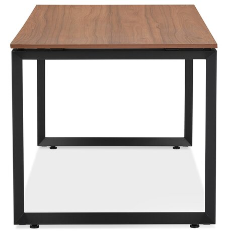 Rechte design bureau 'BAKUS' met notenhouten afwerking en zwart metaal - 160x80 cm