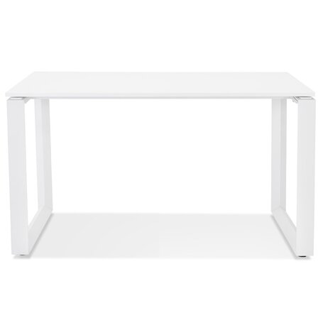 Kleine rechte design bureautafel 'BAKUS' van wit hout en metaal - 120x60 cm
