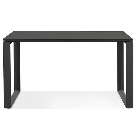 Kleine rechte design bureau 'BAKUS' van zwart hout en metaal - 120x60 cm