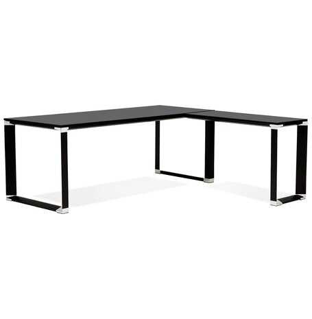 Groot hoekbureau van zwart hout 'XLINE' (hoek naar keuze) - 200 cm