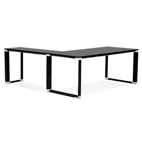 Groot hoekbureau van zwart hout 'XLINE' (hoek naar keuze) - 200 cm