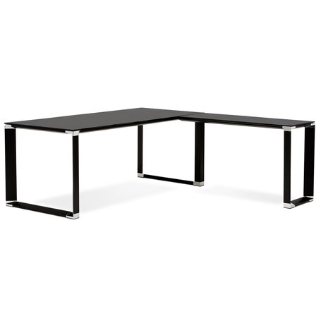 Groot hoekbureau van zwart glas 'XLINE' (hoek naar keuze) - 200 cm