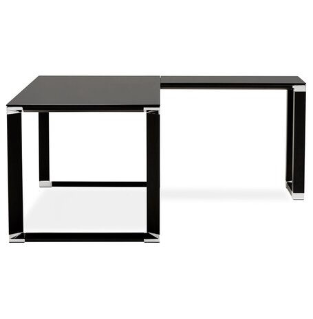 Groot hoekbureau van zwart glas 'XLINE' (hoek naar keuze) - 200 cm