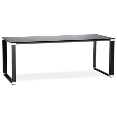 Groot recht directiebureau 'XLINE' van zwart glas - 200x100 cm