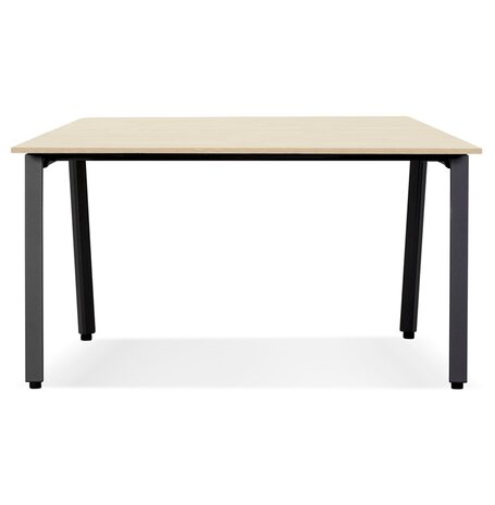 Vergadertafel/benchbureau 'AMADEUS SQUARE' van natuurlijk afgewerkt hout en zwart metaal - 140x140 cm