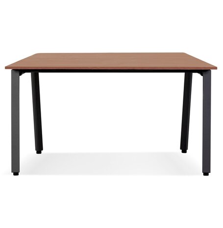 Vergadertafel/benchbureau 'AMADEUS SQUARE' van hout met notenhoutafwerking en zwart metaal - 160x160 cm