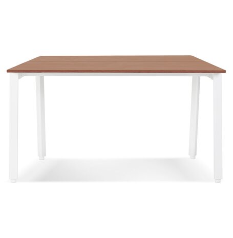 Vergadertafel/benchbureau 'AMADEUS SQUARE' van hout met notenhoutafwerking en wit metaal - 140x140 cm