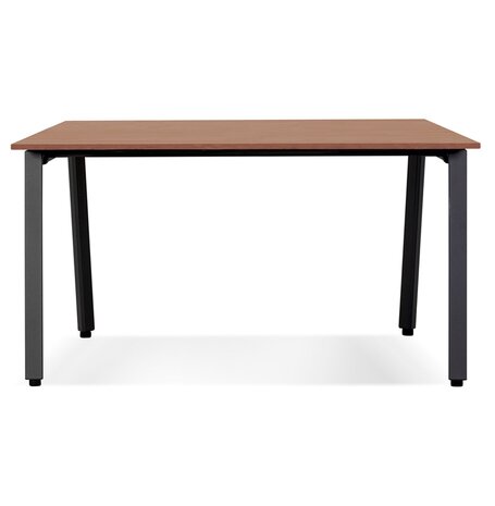 Rechte design bureau 'AMADEUS' van hout met notenhoutafwerking en zwart metaal - 160x80 cm