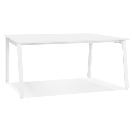 Rechte design bureau 'AMADEUS' van hout en wit metaal - 160x80 cm