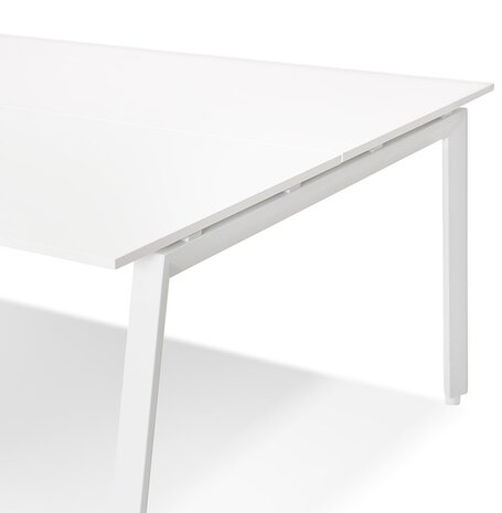 Rechte design bureau 'AMADEUS' van hout en wit metaal - 160x80 cm