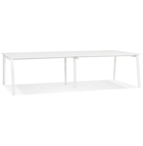 Dubbele rechte design bureau 'AMADEUS' van hout en wit metaal - 280x140 cm