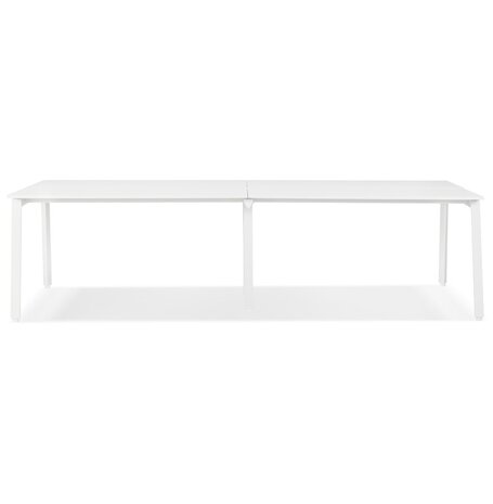 Dubbele rechte design bureau 'AMADEUS' van hout en wit metaal - 280x140 cm