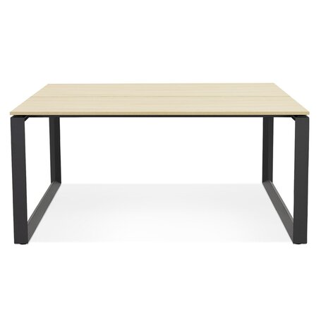 Vergadertafel / bench-bureau 'BAKUS SQUARE' in hout met natuurlijke afwerking en zwart metaal - 140x140 cm