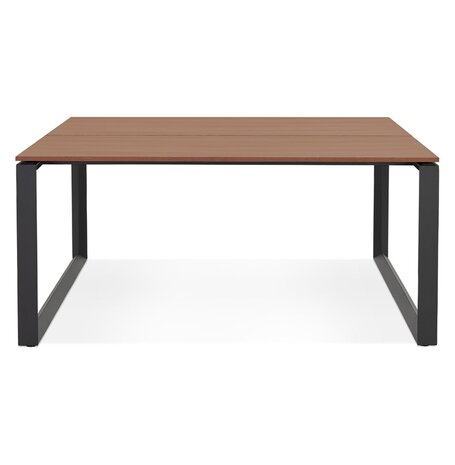 Vergadertafel / bench-bureau 'BAKUS SQUARE' met notenhouten afwerking en zwart metaal - 160x160 cm