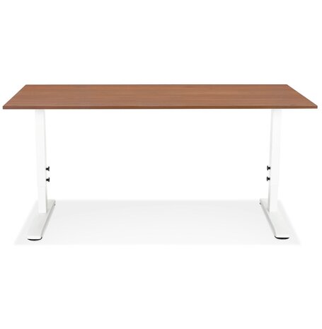 In hoogte verstelbare bureau 'OSMOSE' van notenhout en wit metaal - 160x80 cm