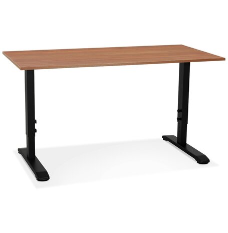 In hoogte verstelbare bureau 'OSMOSE' van notenhout en zwart metaal - 140x70 cm