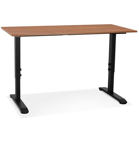 In hoogte verstelbare bureau 'OSMOSE' van notenhout en zwart metaal - 140x70 cm